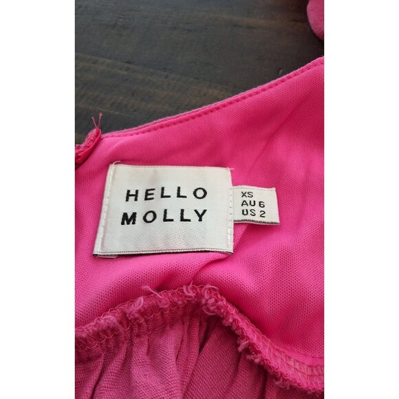 Hello Molly Ready For Brunch Hot Pink Mini Dress XS Babydoll Beachy - Picture 9 of 11
